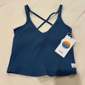 Vuori Rib Crop Tank - pool blue XS